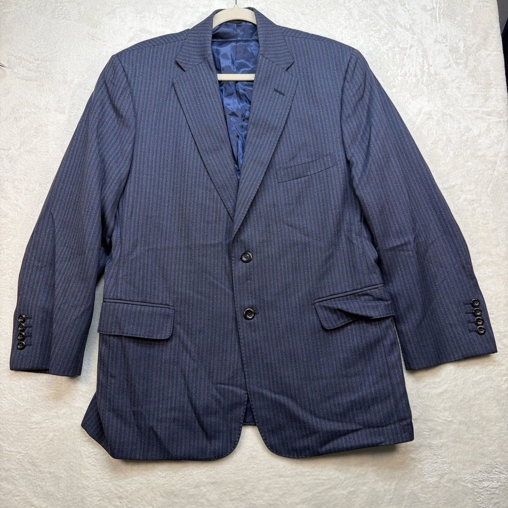 Tom James Holland & Sherry Wool Blazer Mens 42R Blue Pinstripe Sport Coat‎